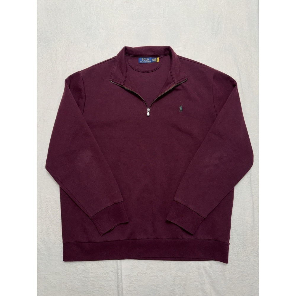 Polo Ralph Lauren Men's Pullover Plum 1/4 Zip Sweater Size 2XLarge